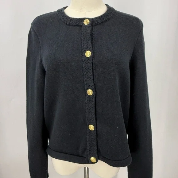 J. Crew Factory Cotton-blend Cardigan Sweater Lady Jacket gold-tone buttons M